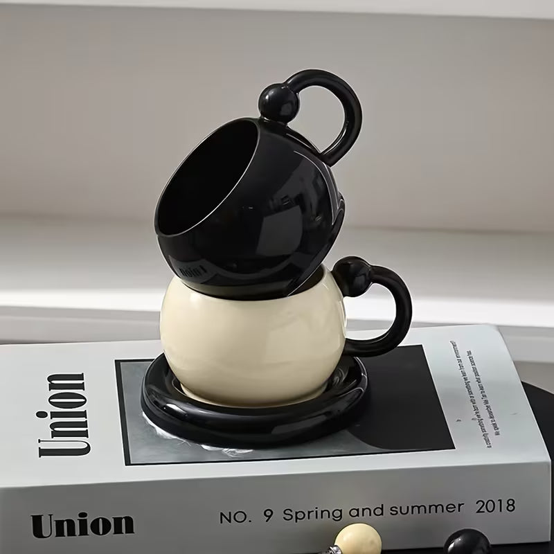 Conjunto 2 Xícaras 180ml com Pires e Colher | Cerâmica Minimalista – Espa Café