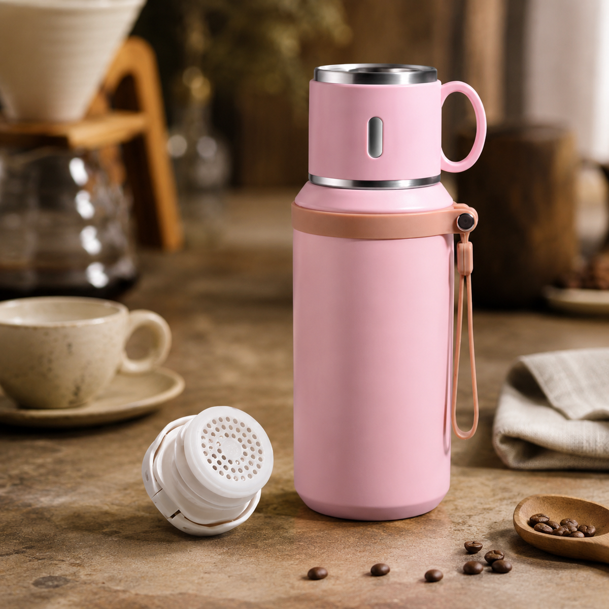 Copo Térmico 600ml Inox 316 2 em 1 com Tampa | Portátil Quente e Frio – Espa Café