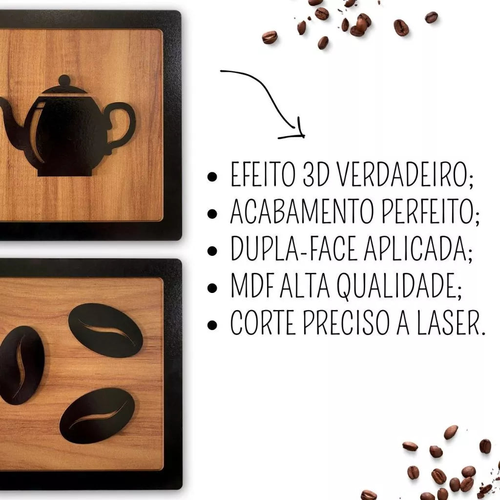 Kit Quadros 3D Espa Café® – Decoração e Personalidade no Café