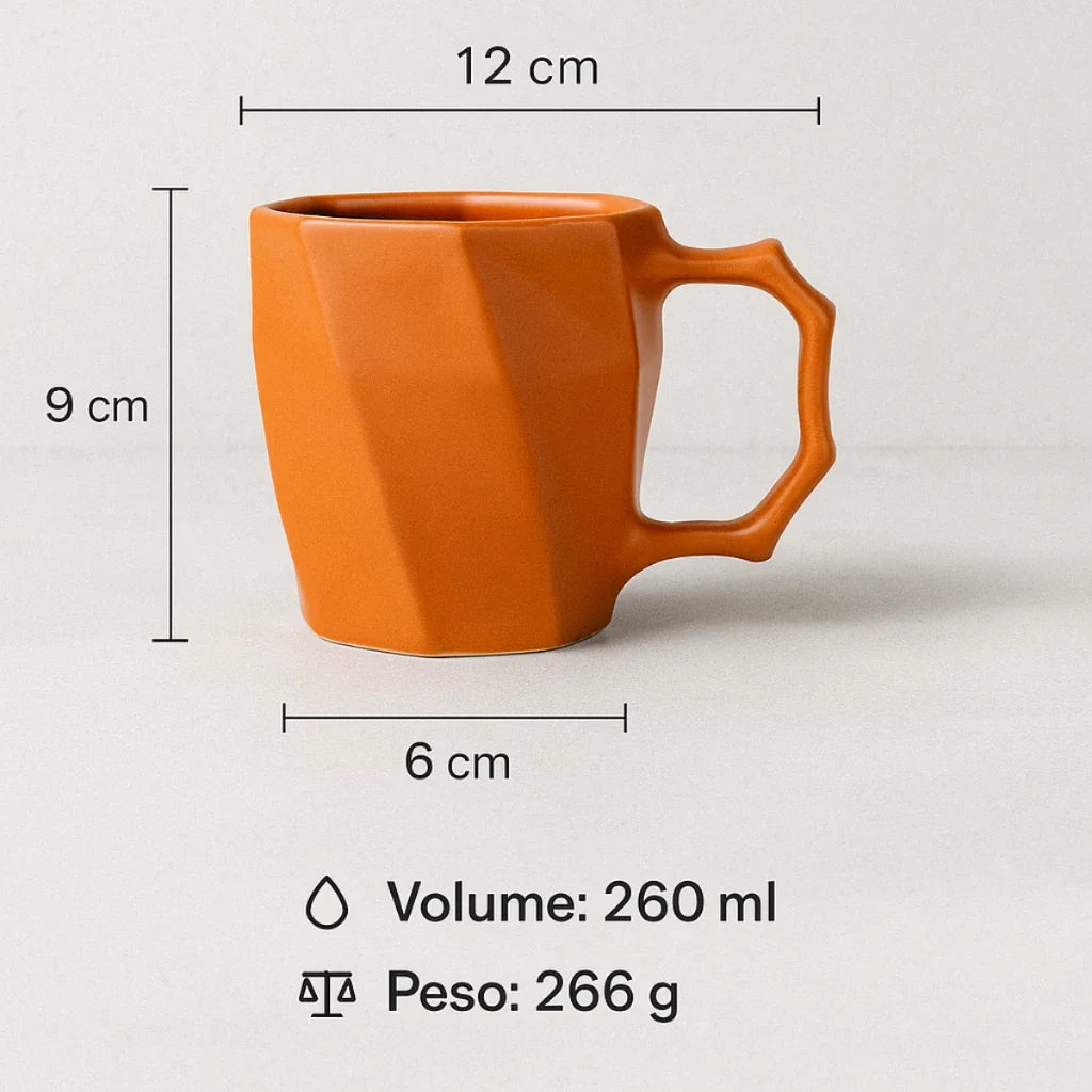 Kit 4 Canecas Cayan 260ml Cerâmica Premium | Design Geométrico Colorido – Espa Café