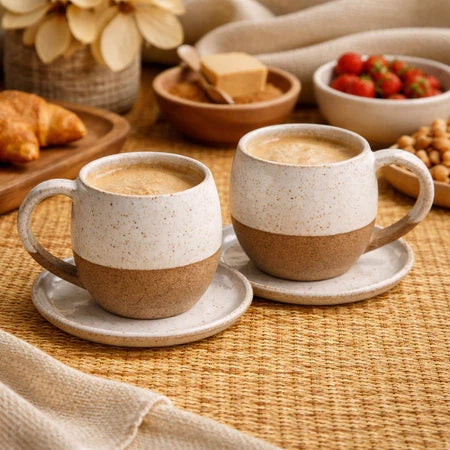 Xícara Orgânica Artesanal 120ml Espa Café – Cerâmica Premium Bojuda para Café e Chá