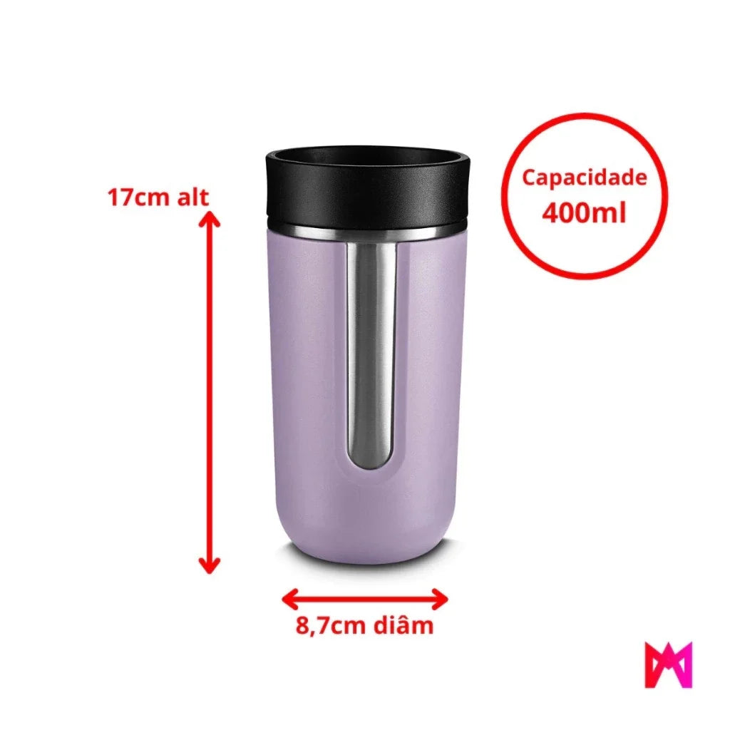 Copo Térmico Inox 350ml com Tampa Antivazamento | Parede Dupla Quente e Frio – Espa Café