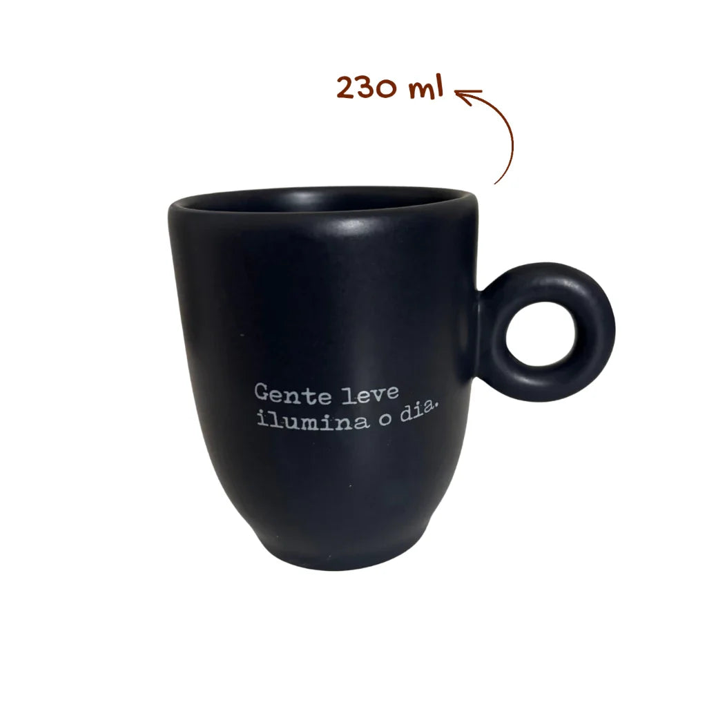 Caneca Preta Fosca 230ml com Frase Motivacional | Design Minimalista – Espa Café