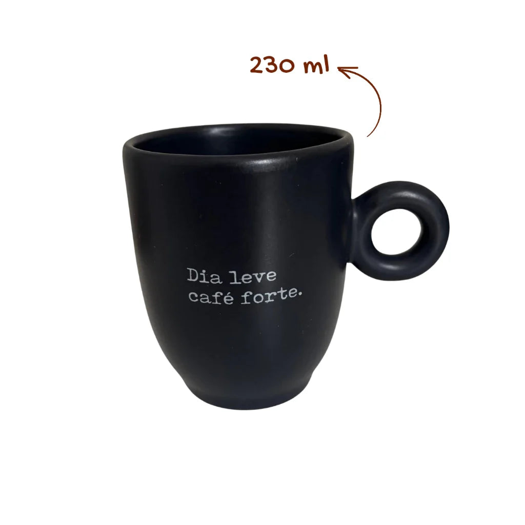 Caneca Preta Fosca 230ml com Frase Motivacional | Design Minimalista – Espa Café