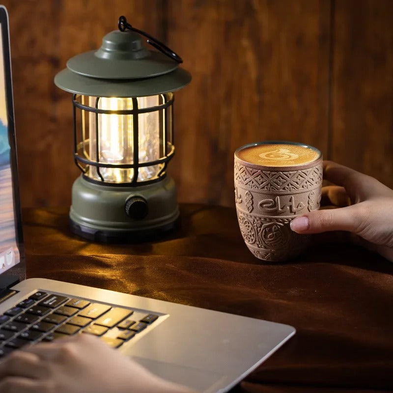 Xícara Árabe Retrô Espa Café – Cerâmica Premium com Relevo Oriental p/ Café e Chá