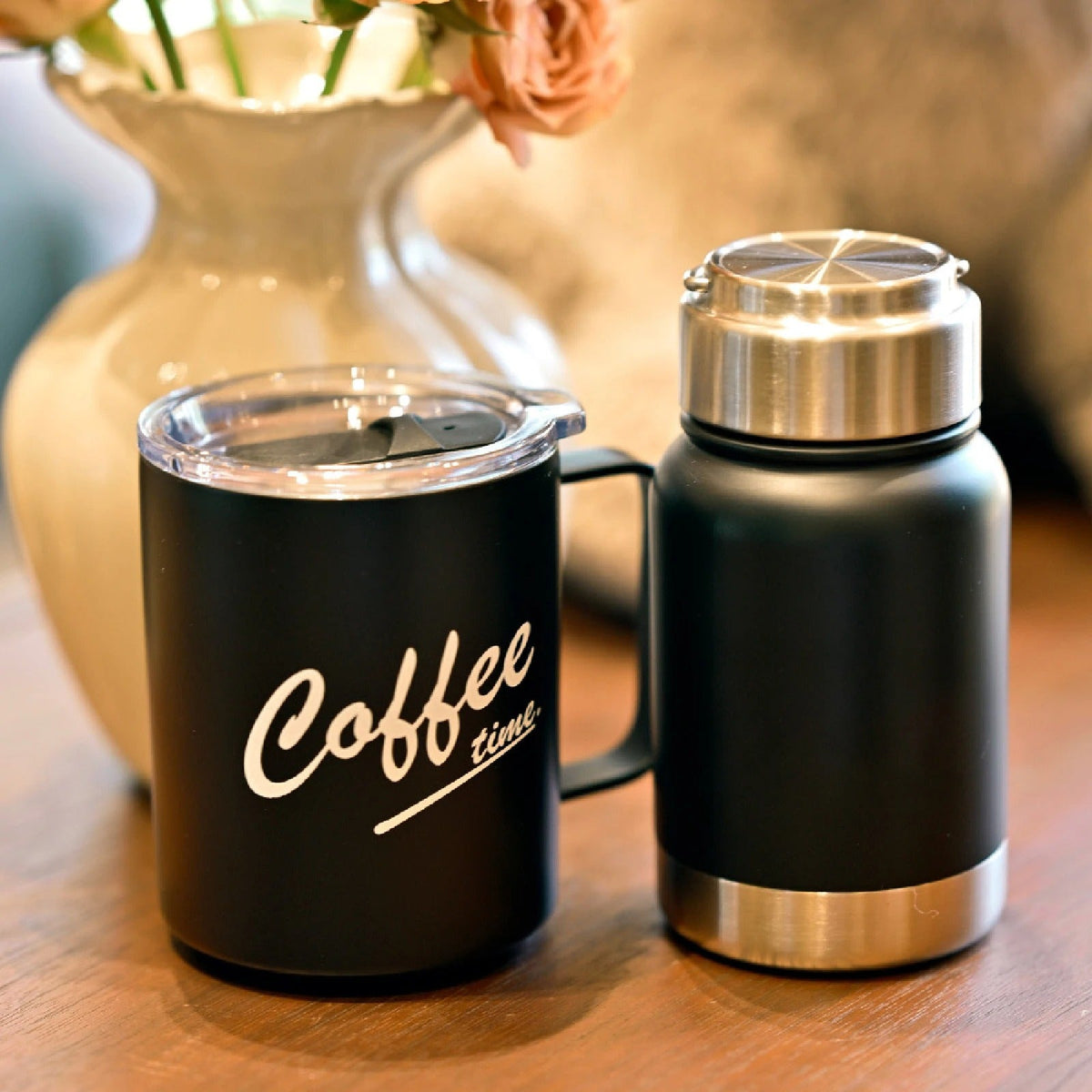 Caneca de Madeira Artesanal 400ml | Estilo Rústico Premium Espa Café