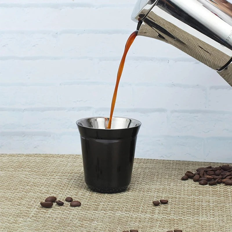 Xícara Inox Dupla 80ml Espa Café – Copo Térmico Portátil p/ Espresso, Café e Drinks