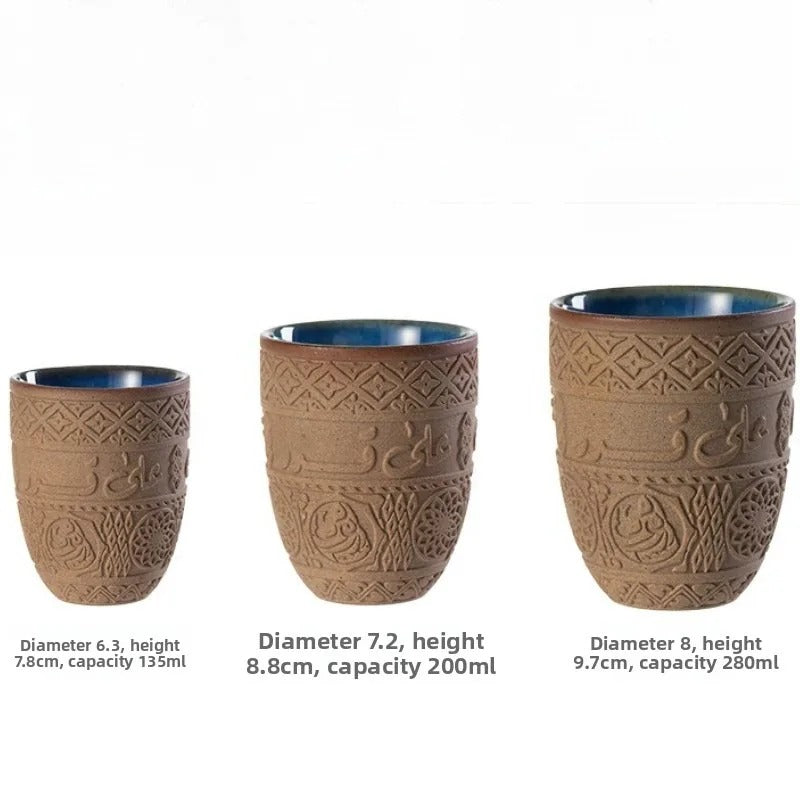 Xícara Árabe Retrô Espa Café – Cerâmica Premium com Relevo Oriental p/ Café e Chá