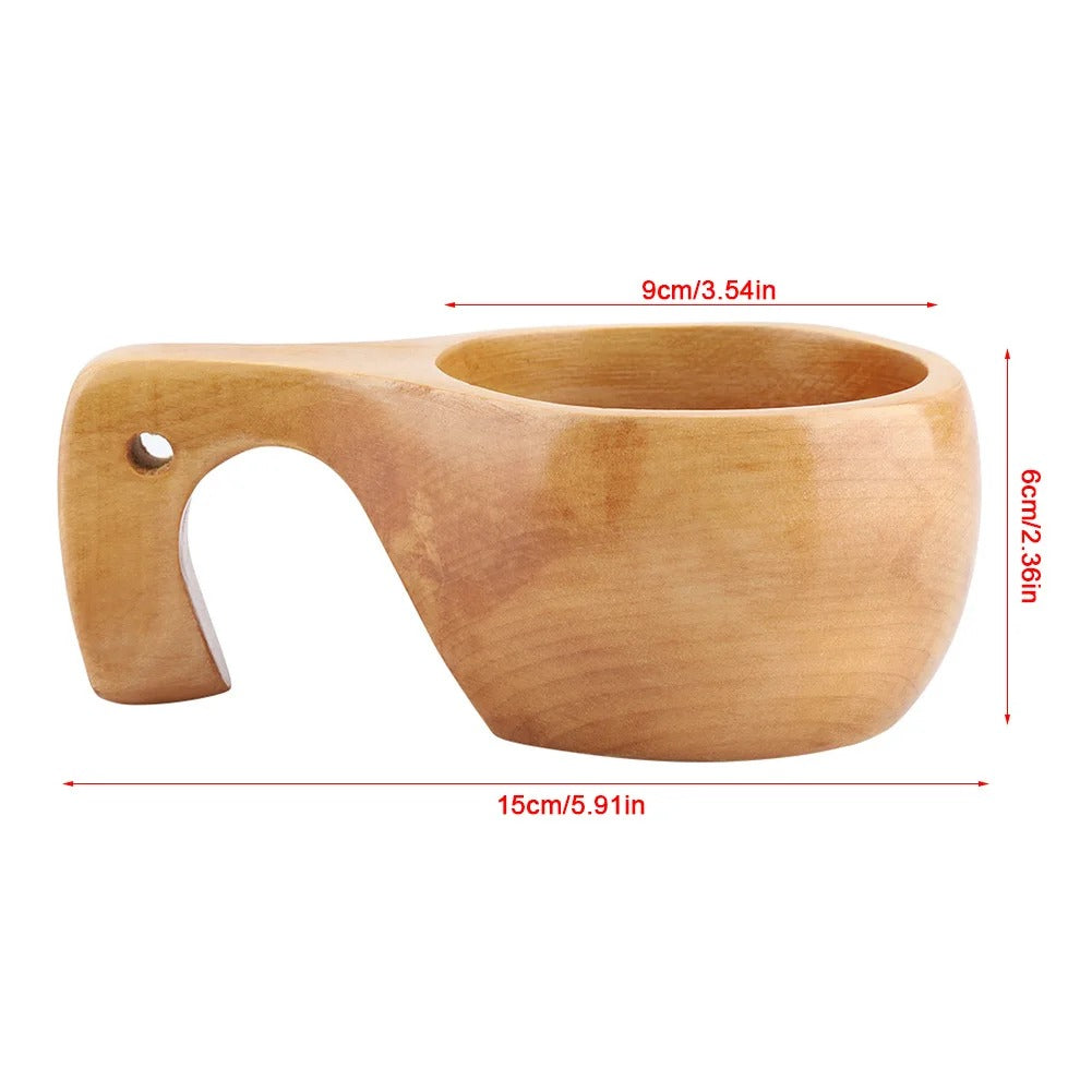 Caneca de Madeira Espa Café – Copo Rústico Portátil com Alça p/ Café e Chá