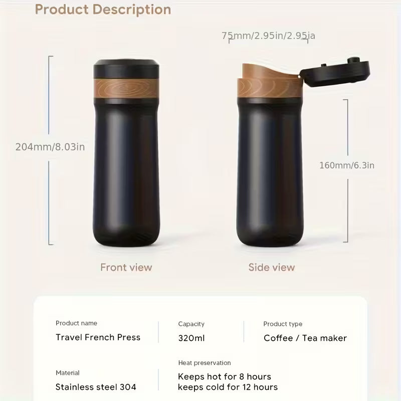 Cafeteira French Press 320ml Térmica Inox Parede Dupla | Café & Chá – Espa Café