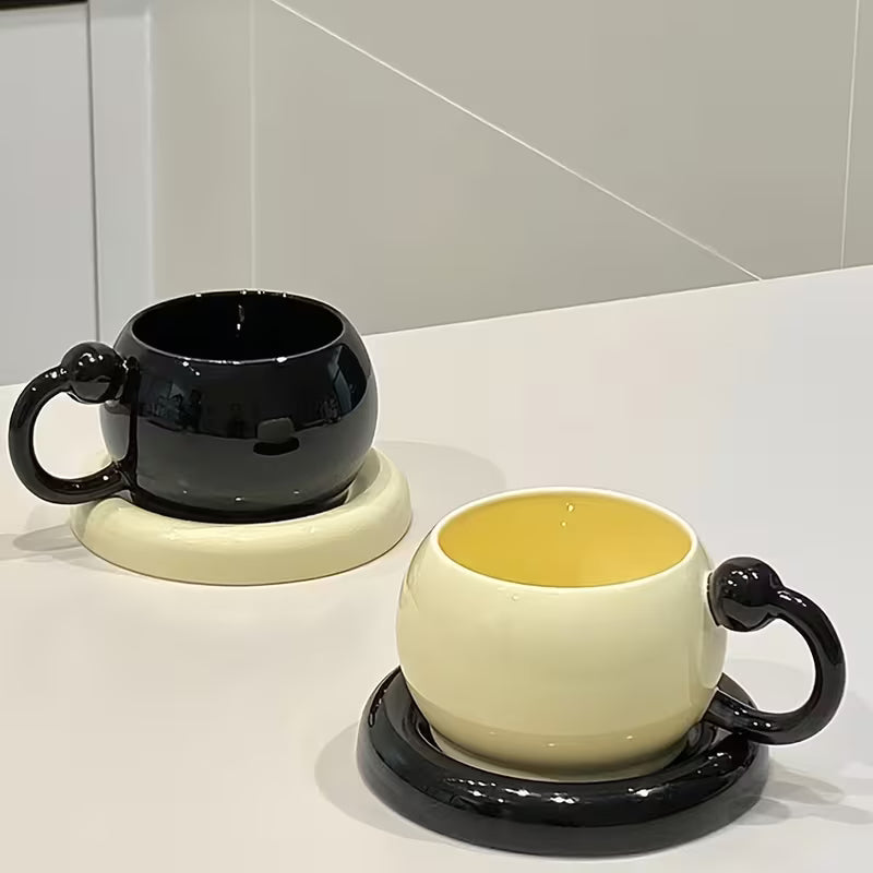 Conjunto 2 Xícaras 180ml com Pires e Colher | Cerâmica Minimalista – Espa Café