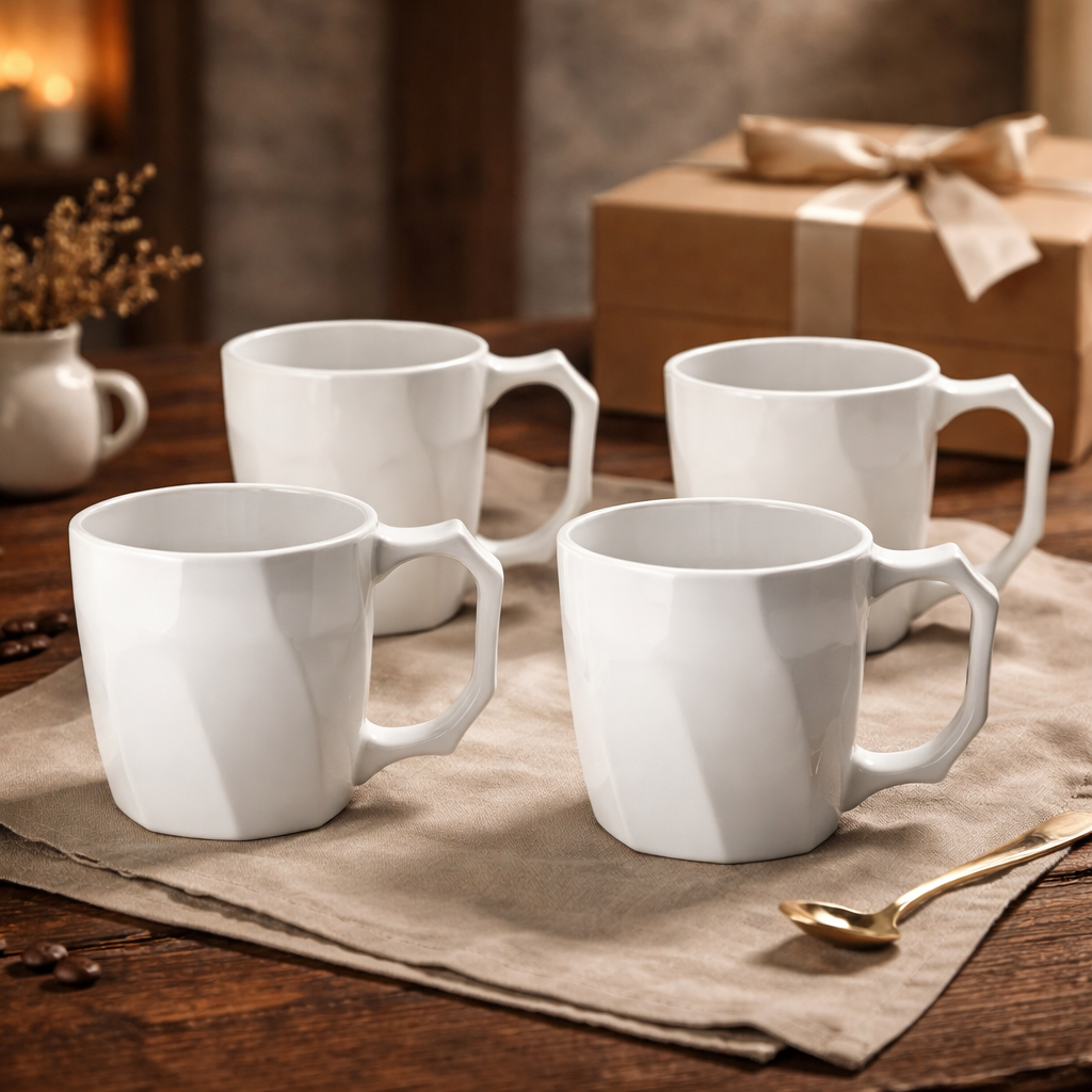Kit 4 Canecas Cayan 260ml Cerâmica Premium | Design Geométrico Colorido – Espa Café