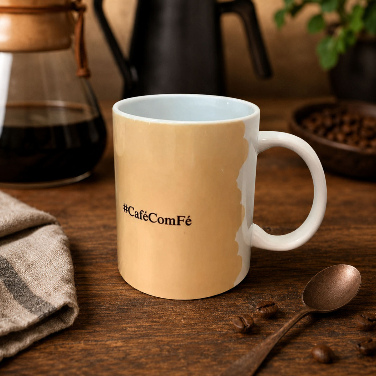 Caneca Café com Fé com QR Code | Versículos Bíblicos Diários – Espa Café