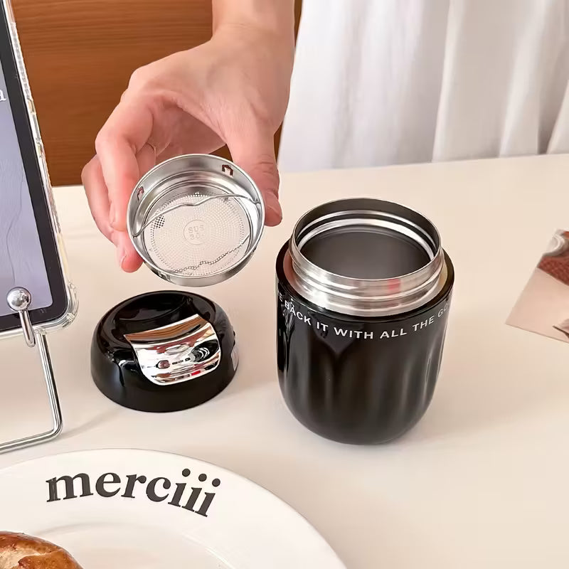 Mini Caneca Térmica 220ml com Infusor Espa Café – Inox a Vácuo Antivazamento p/ Café e Chá