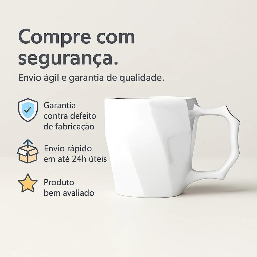 Kit 4 Canecas Cayan 260ml Cerâmica Premium | Design Geométrico Colorido – Espa Café