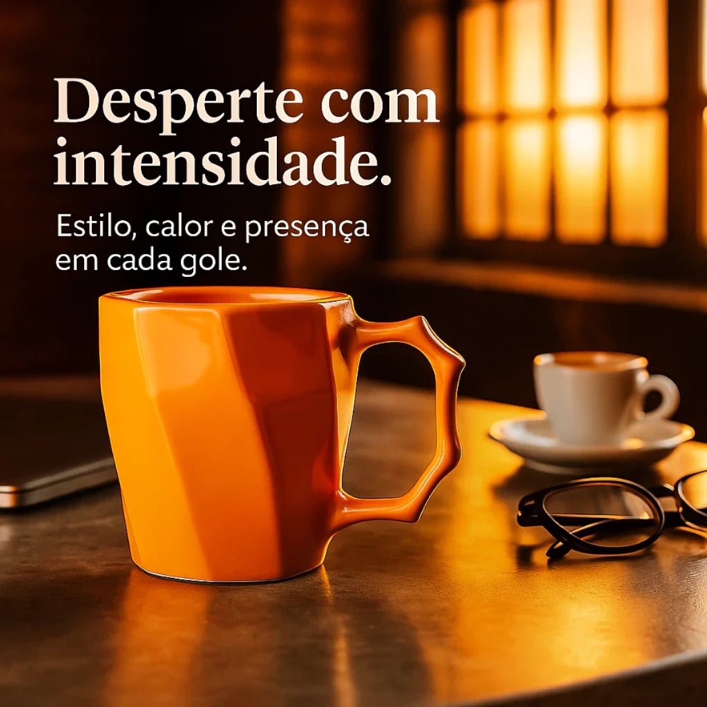 Kit 4 Canecas Cayan 260ml Cerâmica Premium | Design Geométrico Colorido – Espa Café