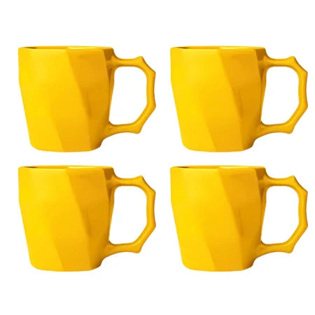 Kit 4 Canecas Cayan 260ml Cerâmica Premium | Design Geométrico Colorido – Espa Café