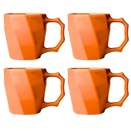 Kit 4 Canecas Cayan 260ml Cerâmica Premium | Design Geométrico Colorido – Espa Café