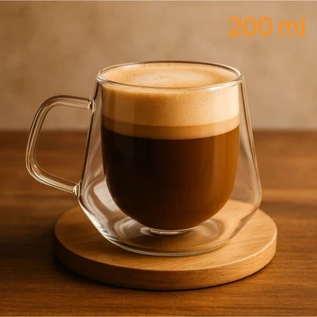 Xícara Vidro Duplo 200ml Espa Café – Térmica, Resistente e Elegante