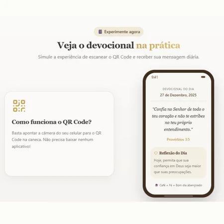 Caneca Café com Fé com QR Code | Versículos Bíblicos Diários – Espa Café