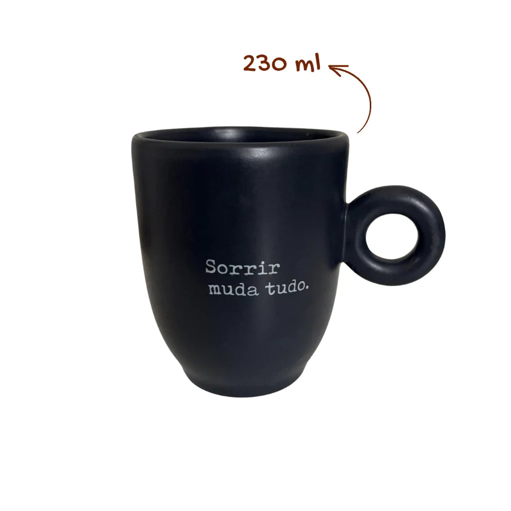 Caneca Preta Fosca 230ml com Frase Motivacional | Design Minimalista – Espa Café