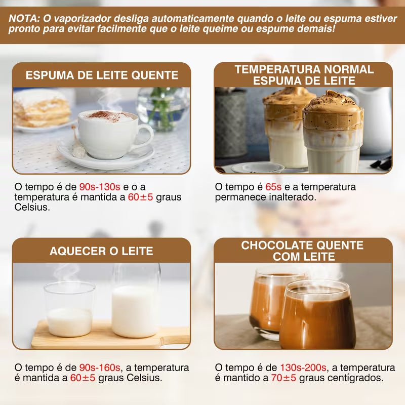 Espumador de Leite Elétrico 4 Funções 600ml | Latte & Cappuccino Espa Café
