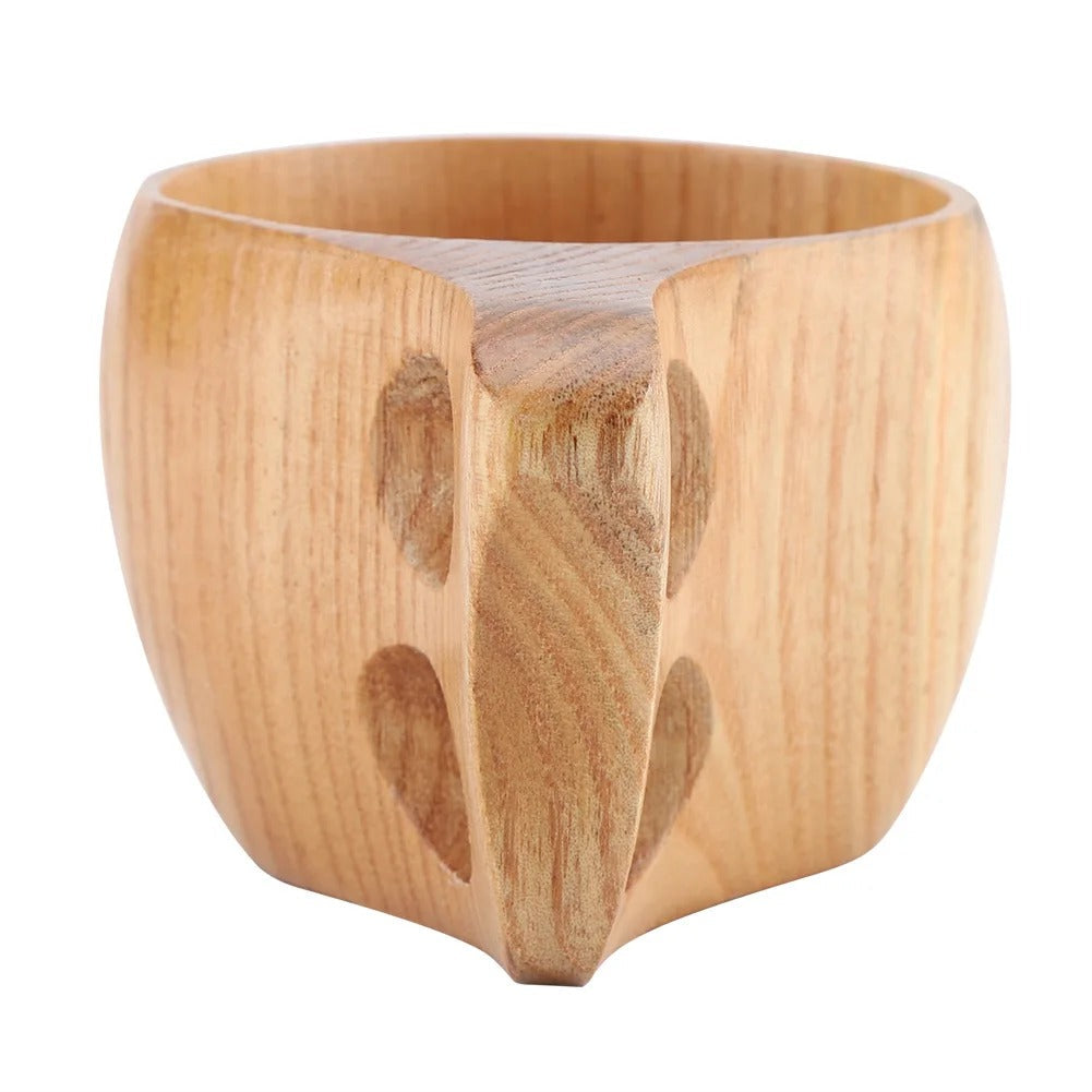 Caneca de Madeira Espa Café – Copo Rústico Portátil com Alça p/ Café e Chá