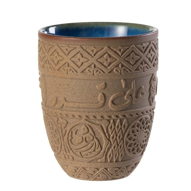 Xícara Árabe Retrô Espa Café – Cerâmica Premium com Relevo Oriental p/ Café e Chá