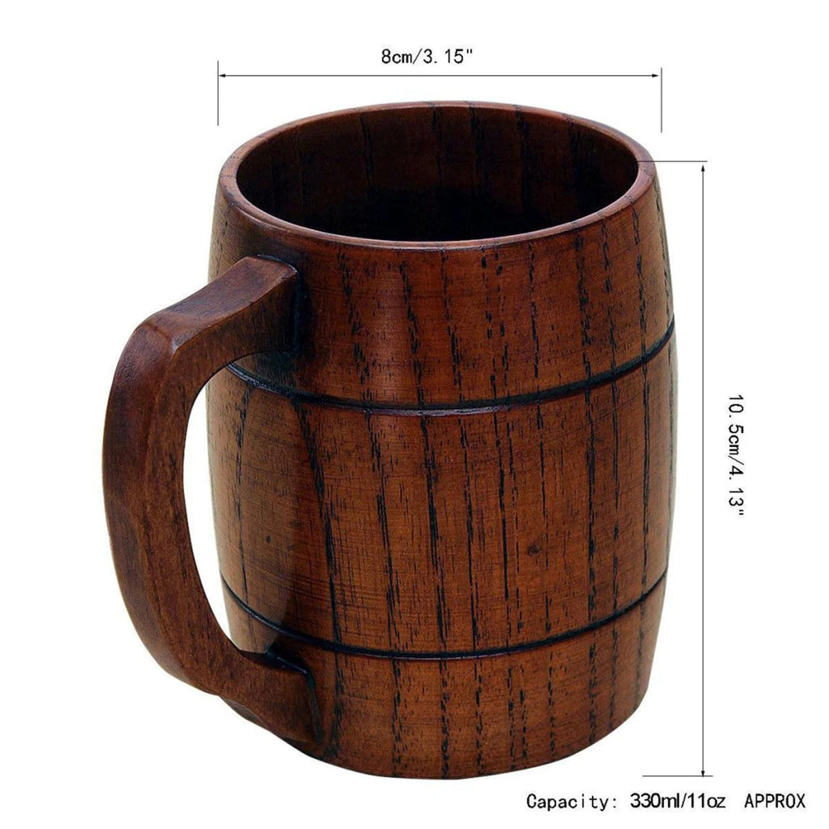 Caneca de Madeira Artesanal 400ml | Estilo Rústico Premium Espa Café