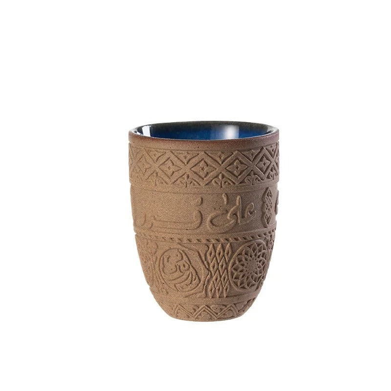 Xícara Árabe Retrô Espa Café – Cerâmica Premium com Relevo Oriental p/ Café e Chá