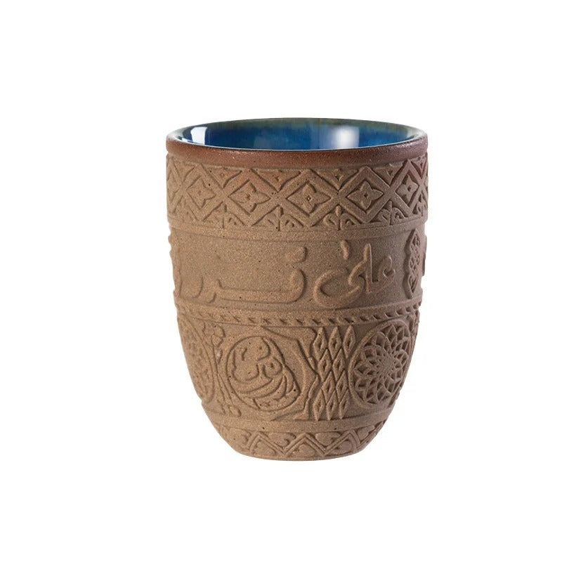 Xícara Árabe Retrô Espa Café – Cerâmica Premium com Relevo Oriental p/ Café e Chá