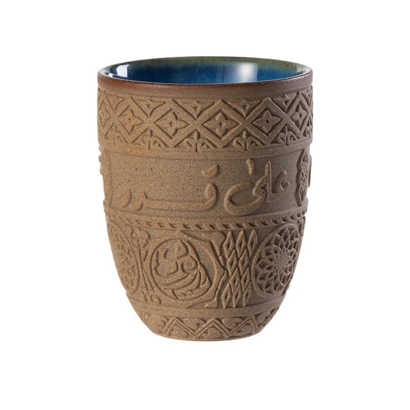 Xícara Árabe Retrô Espa Café – Cerâmica Premium com Relevo Oriental p/ Café e Chá