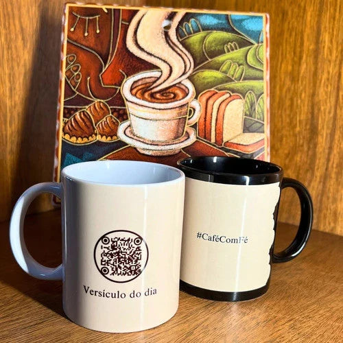 Caneca Café com Fé com QR Code | Versículos Bíblicos Diários – Espa Café