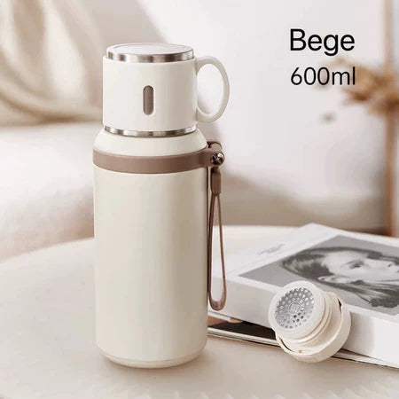 Copo Térmico 600ml Inox 316 2 em 1 com Tampa | Portátil Quente e Frio – Espa Café