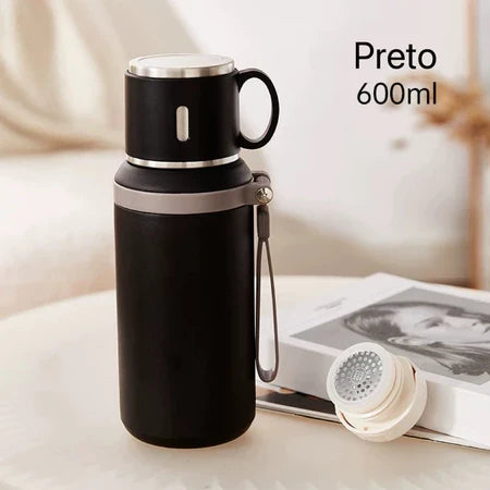 Copo Térmico 600ml Inox 316 2 em 1 com Tampa | Portátil Quente e Frio – Espa Café