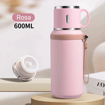 Copo Térmico 600ml Inox 316 2 em 1 com Tampa | Portátil Quente e Frio – Espa Café